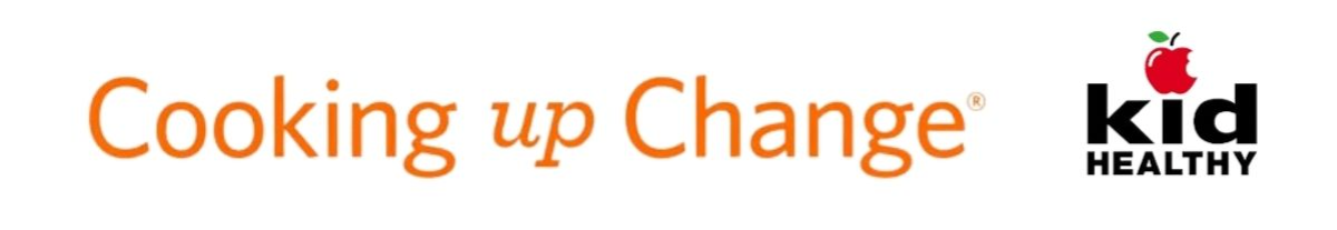 Cooking Up Change Logo Orange Text on White Background